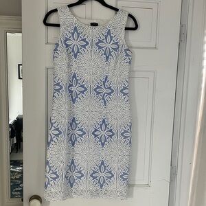 Talbots Blue and White Floral Midi Dress